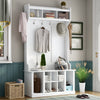 U-Can Hall Tree with Hooks Entryway Bench Storage Organizer White