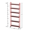 Red Rolling Kitchen Storage Tower Shelf with Six Sliding Basket Layers
