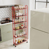 Red Rolling Kitchen Storage Tower Shelf with Six Sliding Basket Layers