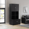 Black Bathroom Storage Cabinet with Adjustable Shelves and Four Doors