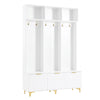 Large Hall Tree with Bench and Gold Hooks Storage Organizer
