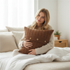 Cable knit throw pillow cover with 3 buttons closure, cover only size 18"x18"