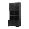 Black Bathroom Storage Cabinet with Adjustable Shelves and Four Doors