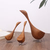 Nordic Swan Wooden Figurine Hand Carved Desktop Home Decor Craft Ornament