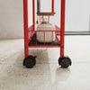 Red Rolling Kitchen Storage Tower Shelf with Six Sliding Basket Layers