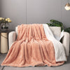 Coral Peach Rose Faux Fur Throw Blanket with Sherpa Backside Cozy