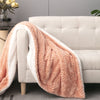 Coral Peach Rose Faux Fur Throw Blanket with Sherpa Backside Cozy