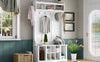 U-Can Hall Tree with Hooks Entryway Bench Storage Organizer White