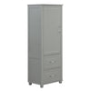 Grey Tall Bathroom Storage Cabinet with Drawers and Adjustable Shelf