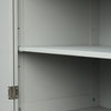 Grey Tall Bathroom Storage Cabinet with Drawers and Adjustable Shelf