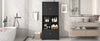 Black Bathroom Storage Cabinet with Adjustable Shelves and Four Doors