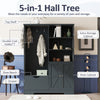 Antique Blue Hall Tree Shoe Cabinet with Storage Bench and Drawers