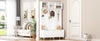 Large Hall Tree with Bench and Gold Hooks Storage Organizer