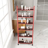 Red Rolling Kitchen Storage Tower Shelf with Six Sliding Basket Layers