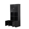 Black Bathroom Storage Cabinet with Adjustable Shelves and Four Doors