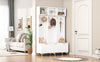 Large Hall Tree with Bench and Gold Hooks Storage Organizer