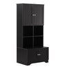 Black Bathroom Storage Cabinet with Adjustable Shelves and Four Doors