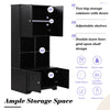Black Bathroom Storage Cabinet with Adjustable Shelves and Four Doors
