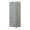 Grey Tall Bathroom Storage Cabinet with Drawers and Adjustable Shelf