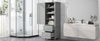 Grey Tall Bathroom Storage Cabinet with Drawers and Adjustable Shelf