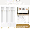 Large Hall Tree with Bench and Gold Hooks Storage Organizer