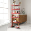 Red Rolling Kitchen Storage Tower Shelf with Six Sliding Basket Layers