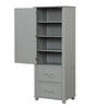 Grey Tall Bathroom Storage Cabinet with Drawers and Adjustable Shelf