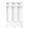 Large Hall Tree with Bench and Gold Hooks Storage Organizer