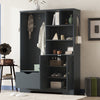 Antique Blue Hall Tree Shoe Cabinet with Storage Bench and Drawers