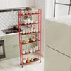 Red Rolling Kitchen Storage Tower Shelf with Six Sliding Basket Layers