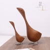 Nordic Swan Wooden Figurine Hand Carved Desktop Home Decor Craft Ornament