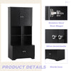 Black Bathroom Storage Cabinet with Adjustable Shelves and Four Doors