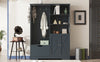 Antique Blue Hall Tree Shoe Cabinet with Storage Bench and Drawers