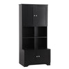 Black Bathroom Storage Cabinet with Adjustable Shelves and Four Doors