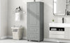 Grey Tall Bathroom Storage Cabinet with Drawers and Adjustable Shelf