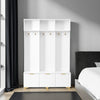Large Hall Tree with Bench and Gold Hooks Storage Organizer