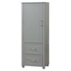Grey Tall Bathroom Storage Cabinet with Drawers and Adjustable Shelf