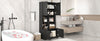 Black Bathroom Storage Cabinet with Adjustable Shelves and Four Doors