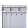 U-Can Hall Tree with Hooks Entryway Bench Storage Organizer White