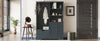 Antique Blue Hall Tree Shoe Cabinet with Storage Bench and Drawers