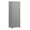 Grey Tall Bathroom Storage Cabinet with Drawers and Adjustable Shelf