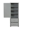 Grey Tall Bathroom Storage Cabinet with Drawers and Adjustable Shelf