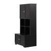 Black Bathroom Storage Cabinet with Adjustable Shelves and Four Doors