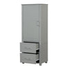 Grey Tall Bathroom Storage Cabinet with Drawers and Adjustable Shelf