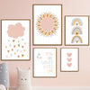 Kawaii Angel Rabbit Rainbow Cloud Kids Room Canvas Wall Art Posters