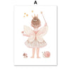 Kawaii Angel Rabbit Rainbow Cloud Kids Room Canvas Wall Art Posters