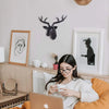 Creative Deer Head Wall Sculpture Elk Antler Statue Office Decoration Ornament