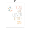 Kawaii Angel Rabbit Rainbow Cloud Kids Room Canvas Wall Art Posters