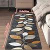 Leaf Pattern Gradient Grey Kitchen Runner Rug Warm Bedroom Welcome Carpet