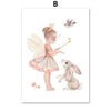 Kawaii Angel Rabbit Rainbow Cloud Kids Room Canvas Wall Art Posters